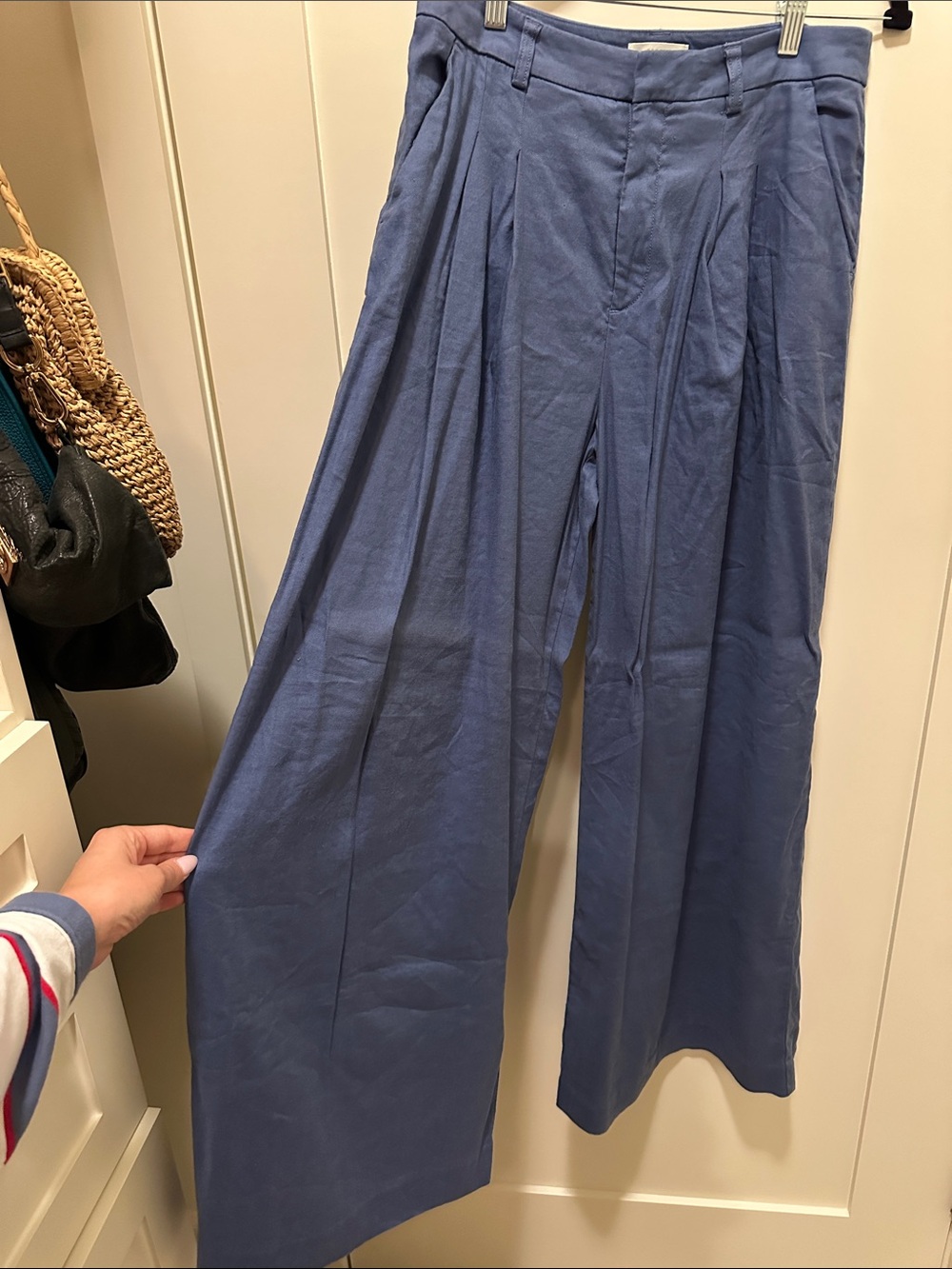Maeve Pleated Wide-Leg Pants in Slate Blue